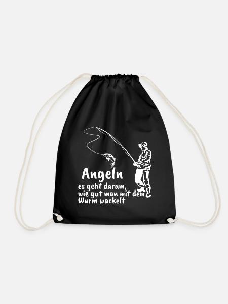 Angeln und den Wurm wackeln - Turnbeutel - Schwarz
