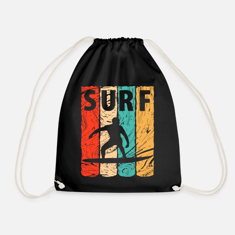 Surfer Surfen Surfbrett Meer Welle - Turnbeutel - Schwarz