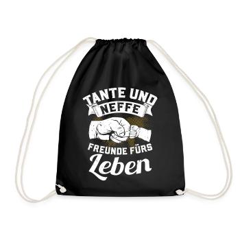 Tante und Neffe - Freunde fürs Leben - Turnbeutel - Schwarz - Vorne