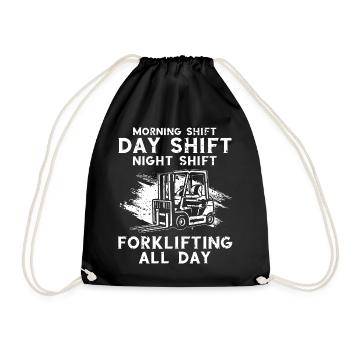 Forklift operator and forklift driver - Drawstring Bag - black - Front