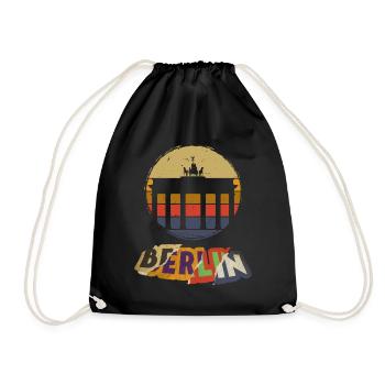 Berlin Germany City Skyline Vintage Retro - Drawstring Bag - black - Front