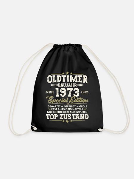 Oldtimer Baujahr 1973 Jahrgang Geburtstag Geschenk - Turnbeutel - Schwarz