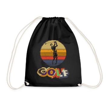 Golf Golfen Golfspieler Sport Hobby Vintage - Turnbeutel - Schwarz - Vorne