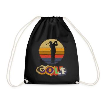Golf Golfen Golfspieler Sport Hobby Vintage - Turnbeutel - Schwarz - Vorne