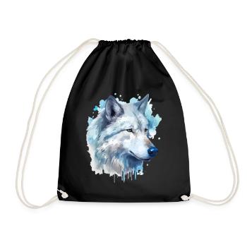 Loup Tête de loup Animal Nature Nature Nature Aquarelle Art - Sac de sport léger - noir - Devant
