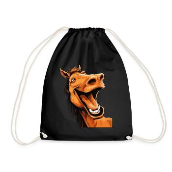 Laughing Horse Funny Funny Humor Crazy Ugly - Drawstring Bag - black - Front