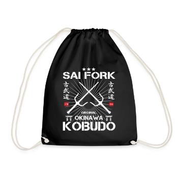 Sai Gabel Kobudo Okinawa Design - Turnbeutel - Schwarz - Vorne
