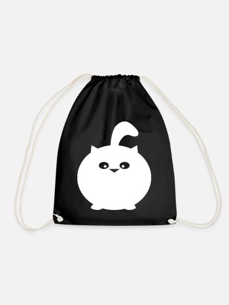 Dicke runde Katze, lustiges Katzen Design - Turnbeutel - Schwarz