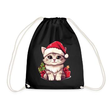 Chat Noël Noël Chat Mignon Dessin Animé - Sac de sport léger - noir - Devant