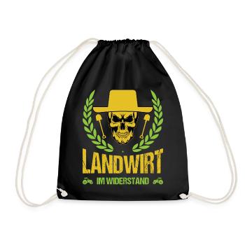 Bauern Protest Landwirt Im Widerstand Bauerndemo - Turnbeutel - Schwarz - Vorne