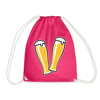 2 Toasting Wheat Beer Glasses (Weiss Beer / 3C) - Drawstring Bag - fuchsia - Front