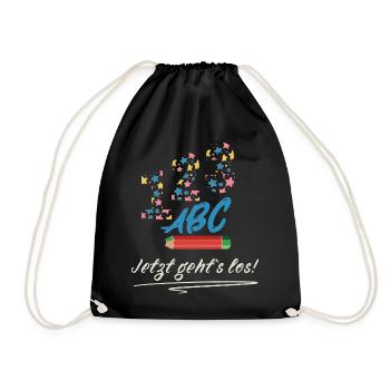 School enrollment - Here we go! Schoolchild Design - Drawstring Bag - black - Front