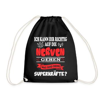 Baby  Krach Nerven Superkräfte Babysprüche Lustig - Turnbeutel - Schwarz - Vorne