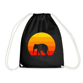 Afrika Tierliebhaber Retro Elefant - Turnbeutel - Schwarz - Vorne