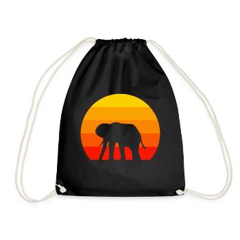 Retro Elefant - Turnbeutel - Schwarz - Vorne