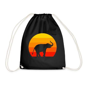 Zoo Amoureux des animaux Afrique Animal Rétro Éléphant - Sac de sport léger - noir - Devant