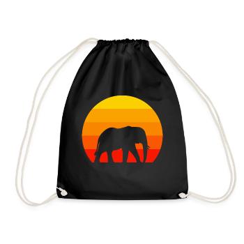 Africa Animal Lovers Retro Zoo Animal Elephant - Drawstring Bag - black - Front