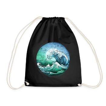 Wave Sunset Sea Sun Holiday Summer - Drawstring Bag - black - Front
