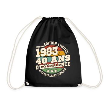 cadeau d'anniversaire 1983 - 40 ans d'excellence - Sac de sport léger - noir - Devant