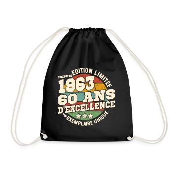 cadeau d'anniversaire 1963 - 60 ans d'excellence - Sac de sport léger - noir - Devant