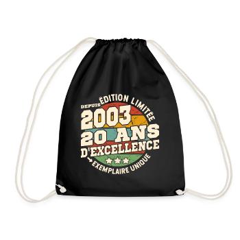cadeau d'anniversaire 2003 - 20 ans d'excellence - Sac de sport léger - noir - Devant