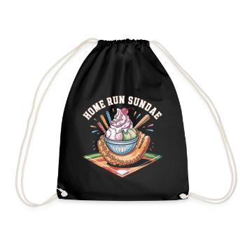 Home Run Sundae Baseball Treat - Drawstring Bag - black - Front