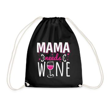 Mom needs wine Mother's Mother's Day gift - Drawstring Bag - black - Front