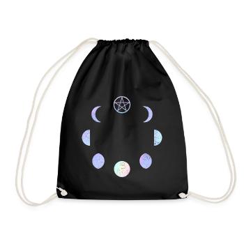 Mondphasen Pastell Regenbogen Gothic Pentagramm - Turnbeutel - Schwarz - Vorne