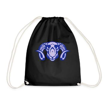 Aries wild animal face cartoon 2 - Drawstring Bag - black - Front