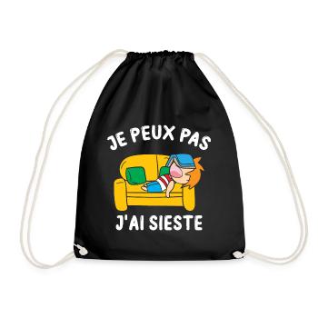 Je Peux Pas J'ai Sieste Cadeau Drôle Dormir Humour - Turnbeutel - Schwarz - Vorne