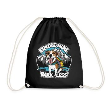 Explore More | Bark Less |Hundeliebhaber - Turnbeutel - Schwarz - Vorne