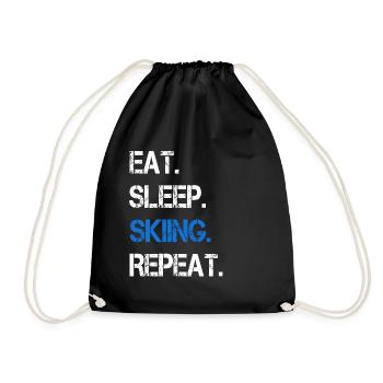 Ski skiing skier skiing holiday - Drawstring Bag - black - Front