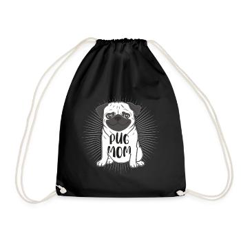 PUG MOM MOPS MAMA - Drawstring Bag - black - Front