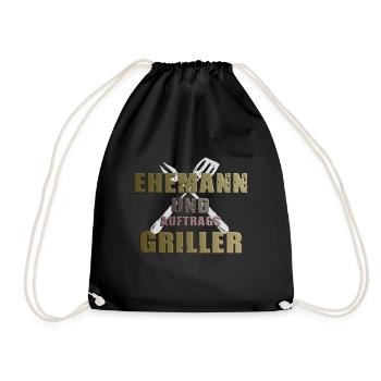 Grillshirt- Ehemann&Auftragsgriller Geschenk - Turnbeutel - Schwarz - Vorne