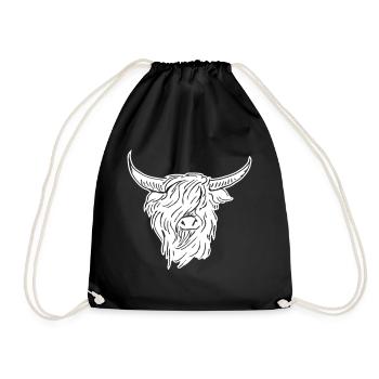 schottischer Highlander 02 weiß - Turnbeutel - Schwarz - Vorne