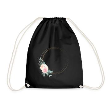 Flowers circle customizable - Drawstring Bag - black - Front