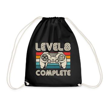 8. Geburtstag Spruch 8 Jahre Gamer Geschenk - Turnbeutel - Schwarz - Vorne