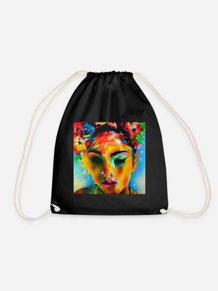 Colorful portrait - Drawstring Bag - black