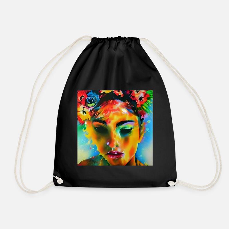 Colorful portrait - Drawstring Bag - black