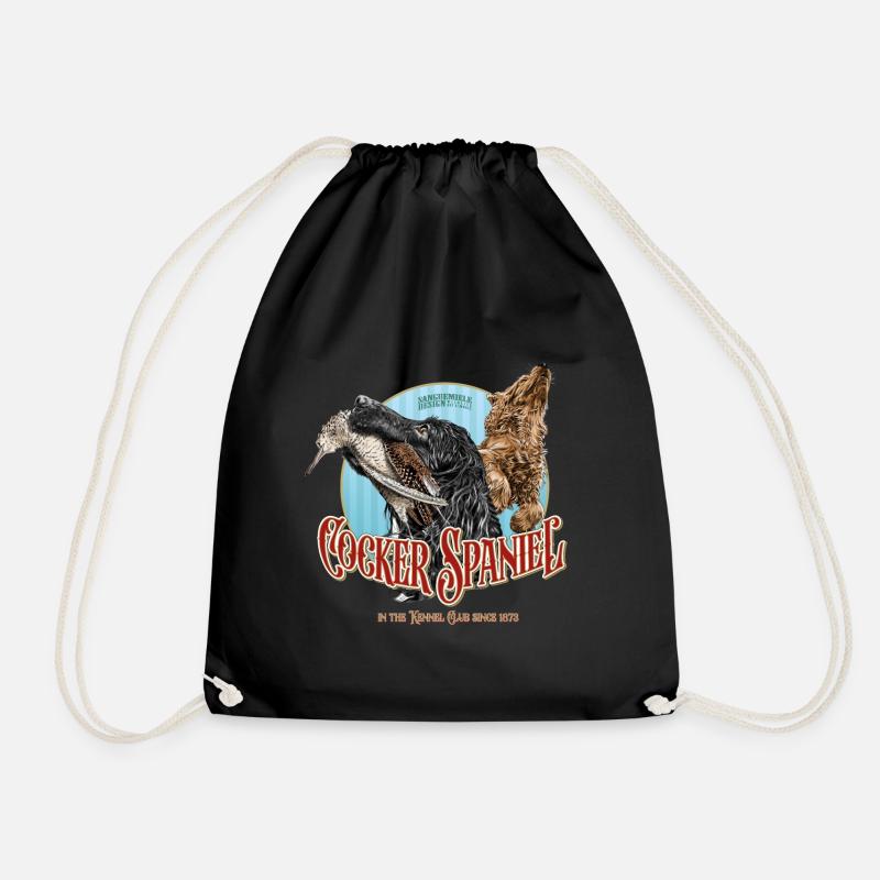 Cocker Spaniel with Woodcock - Drawstring Bag - black