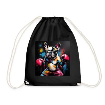 French Bulldog as a Boxer in a Boxing Stance - Drawstring Bag - black - Front