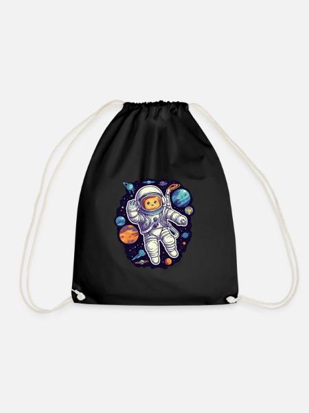 Katze Space Astronaut - Turnbeutel - Schwarz
