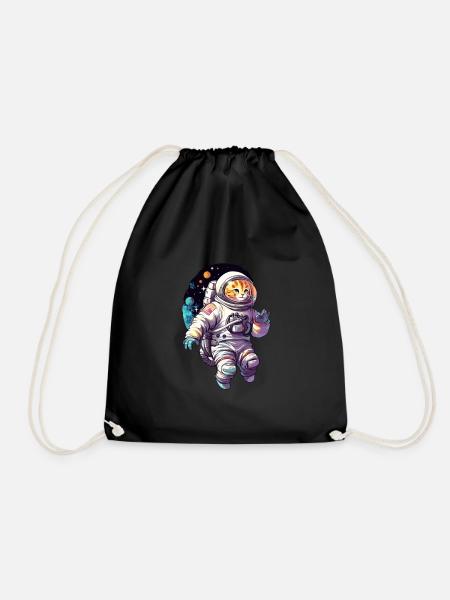 Katze Space Astronaut - Turnbeutel - Schwarz