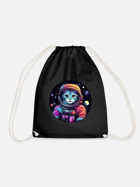 Katze Space Astronaut - Turnbeutel - Schwarz
