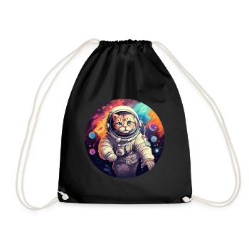 Chat astronaute - Sac de sport léger - noir - Devant