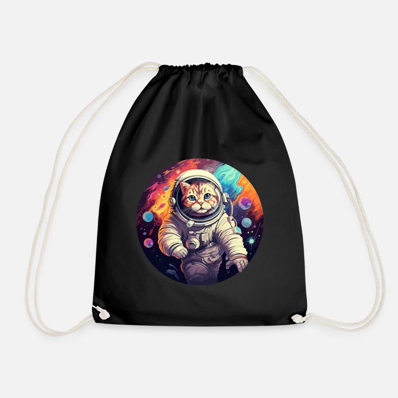 Katze Astronaut - Turnbeutel - Schwarz