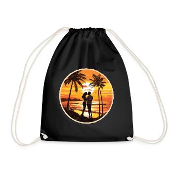 Beach, Island, Sea, Sunset - Drawstring Bag - black - Front