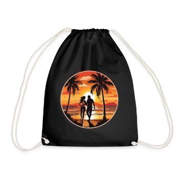 Beach Island Sea Couple - Drawstring Bag - black - Front