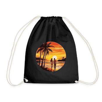 Beach, Island, Sea, Sunset - Drawstring Bag - black - Front