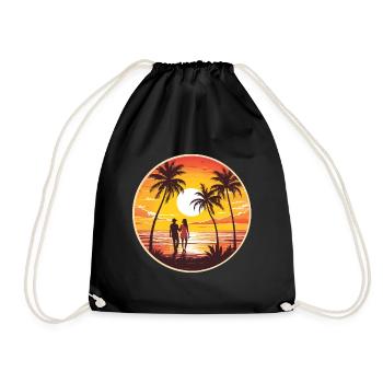 Sunset Beach Romantic Couple - Drawstring Bag - black - Front